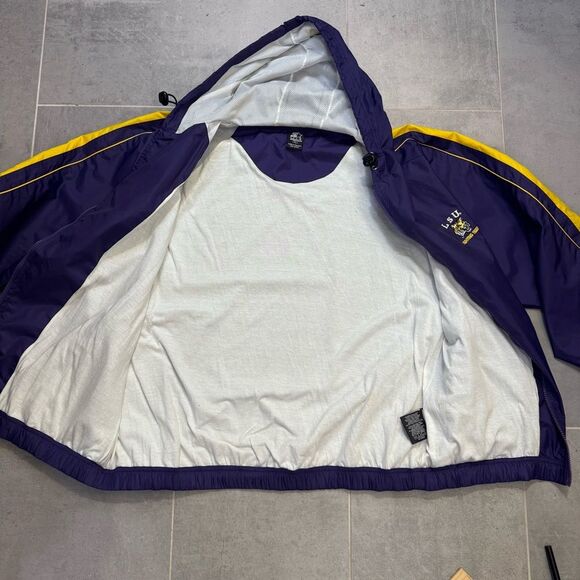 LSU Starter Windbreaker Hooded Jacket - Large - Embroidered Logo - Picture 6 of 10